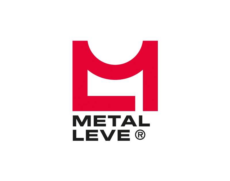 Metal Leve logo - icon above name is in red with brand name in black. 