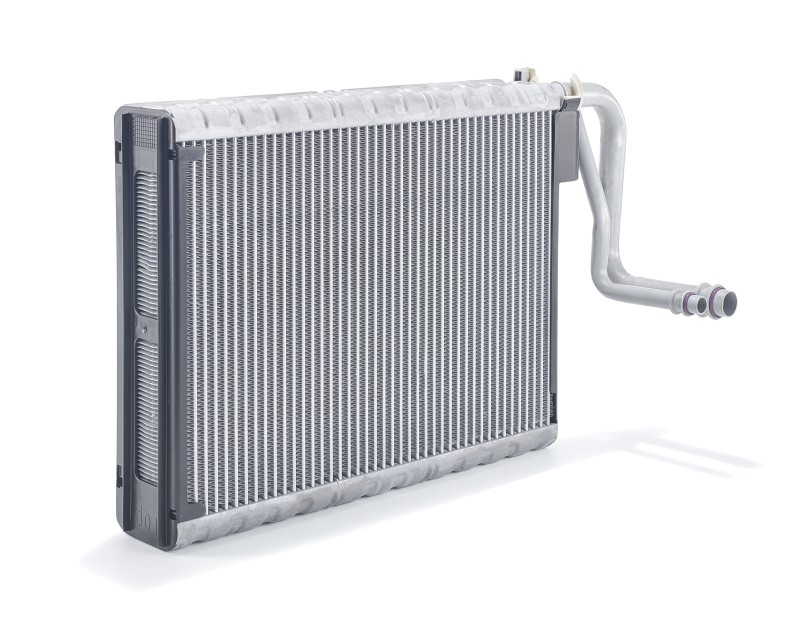 Image of a MAHLE evaporator, characterized by their high performance, small packaging depth and low weight. 