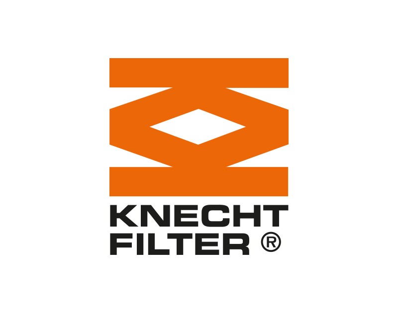 Knecht FIlter logo, orange color used for the graphic above the name. 