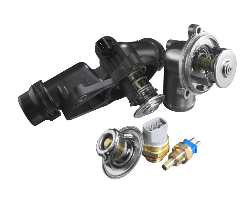 Image of a MAHLE developed and produced thermostats and other thermal control components. 