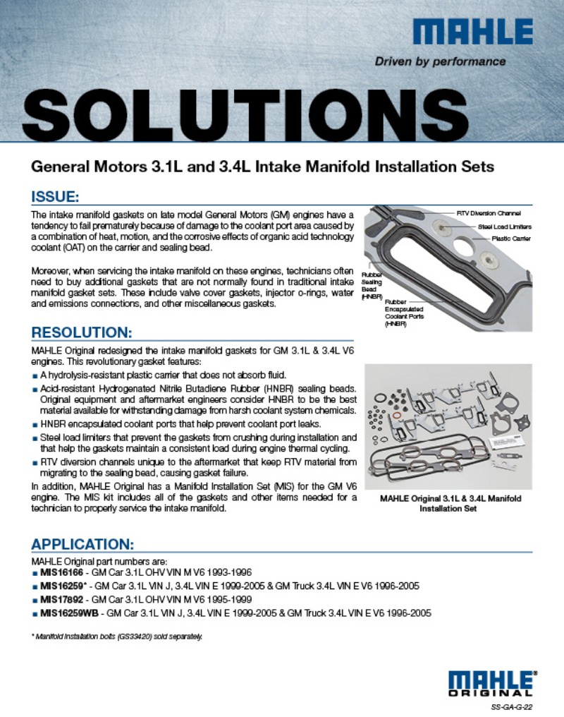 MAHLE Original MS14159 Fuel Injection Plenum Gasket Set 